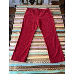 Talbots Heritage Sz 16 Short Red Corduroy Pants Straight Leg Classic * Hemmed
